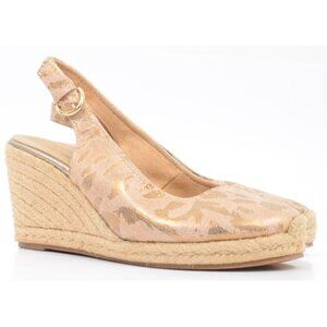 Naturalizer Pearl Leopard Leather Espadrille Wedge Slingback Pump Women's 7.5